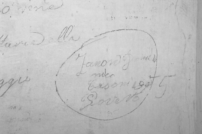 Santuario della Madonna di Caravaggio: le scritte murali ottocentesche.