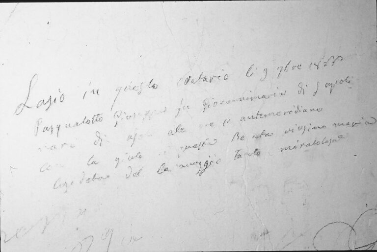 Santuario della Madonna di Caravaggio: le scritte murali ottocentesche.
