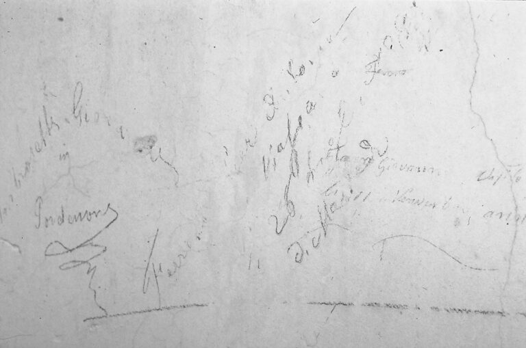 Santuario della Madonna di Caravaggio: le scritte murali ottocentesche.