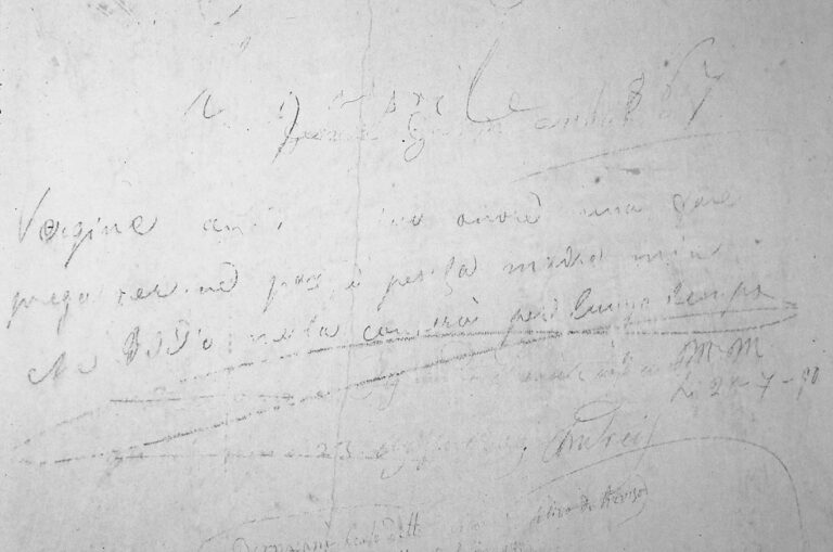 Santuario della Madonna di Caravaggio: le scritte murali ottocentesche.